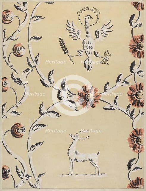 Free Hand Decorated Wall, c. 1940. Creator: Michael Lauretano.
