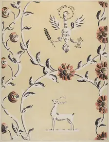 Free Hand Decorated Wall, c. 1940. Creator: Michael Lauretano