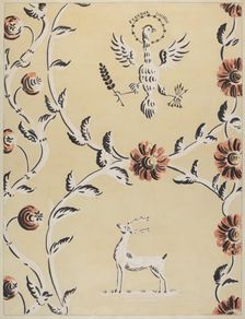 Free Hand Decorated Wall, c. 1940. Creator: Michael Lauretano