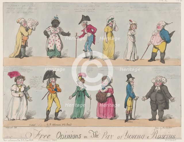 Free Opinions on The Pay of Young Roscius, February 26, 1805., February 26, 1805. Creator: Thomas Rowlandson.