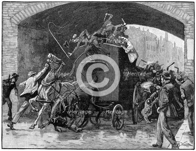 Freeing of the Fenian Conspiracy leaders from a police van, Hyde Street, Manchester, 1867. Artist: Unknown