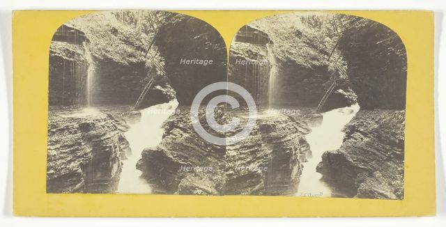Freer Glen at Watkins Rainbow Falls and Triple Cascade 3rd Glen, 1860/65. Creator: J. C. Burritt.
