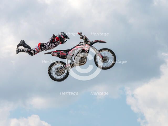 Freestyle Moto-Cross stunt motorcycling 2013 Artist: Unknown.