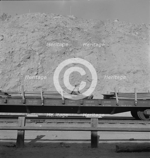 Freight train going east near Yuma, Arizona, 1937. Creator: Dorothea Lange.