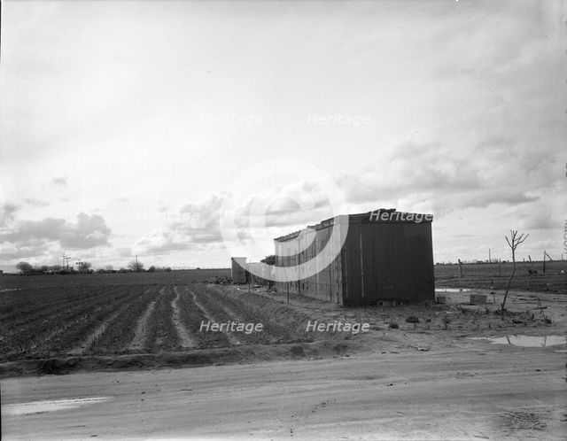 Freight car converted into house in "Little Oklahoma," California, 1936. Creator: Dorothea Lange.