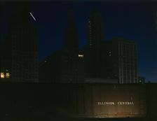 Freight cars at the South Water Street Illinois Central Railroad terminal, Chicago, Illinois, 1943. Creator: Jack Delano