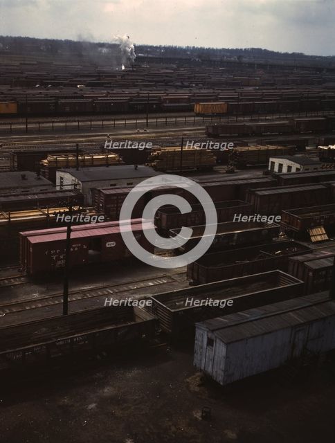 Freight cars in the Chicago and North Western Railroad classification yard(?), Chicago, Ill. , 1943. Creator: Jack Delano.