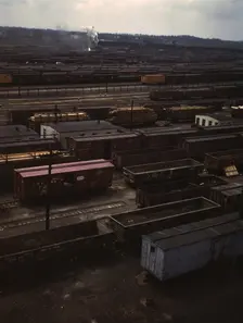 Freight cars in the Chicago and North Western Railroad classification yard(?), Chicago, Ill. , 1943. Creator: Jack Delano