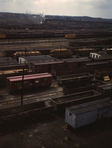 Freight cars in the Chicago and North Western Railroad classification yard(?), Chicago, Ill. , 1943. Creator: Jack Delano