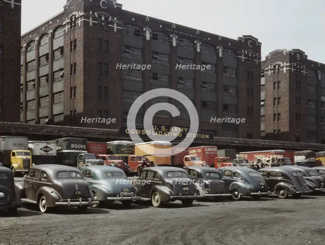 Freight Depot of the U.S. Army consolidating station, Chicago, Illinois, 1943. Creator: Jack Delano.