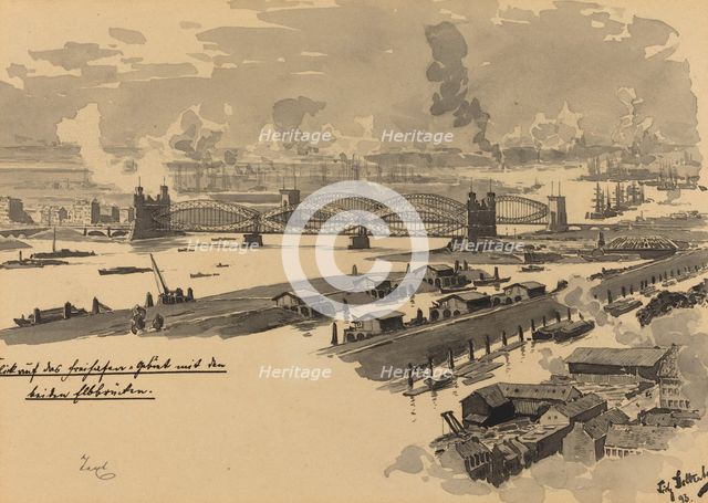 Freihafen mit den Elbbrucken, 1893. Creator: Fritz Stoltenberg.