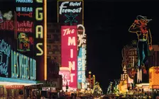 Fremont Street at night, Las Vegas, Nevada, USA, 1968