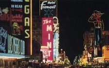 Fremont Street at night, Las Vegas, Nevada, USA, 1968