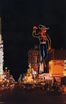 Fremont Street at night, Las Vegas, Nevada, USA, 1968