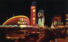 Fremont Street at night, Las Vegas, Nevada, USA, 1968