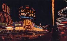 Fremont Street at night, Las Vegas, Nevada, USA, 1968
