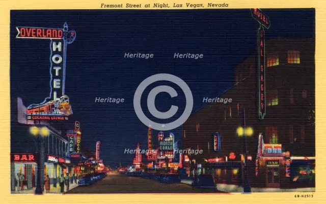 'Fremont Street at Night , Las Vegas, Nevada', postcard, 1946. Artist: Unknown