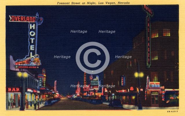'Fremont Street at Night , Las Vegas, Nevada', postcard, 1946. Artist: Unknown