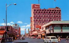 Fremont Street from Third Street, Las Vegas, Nevada, USA, 1956