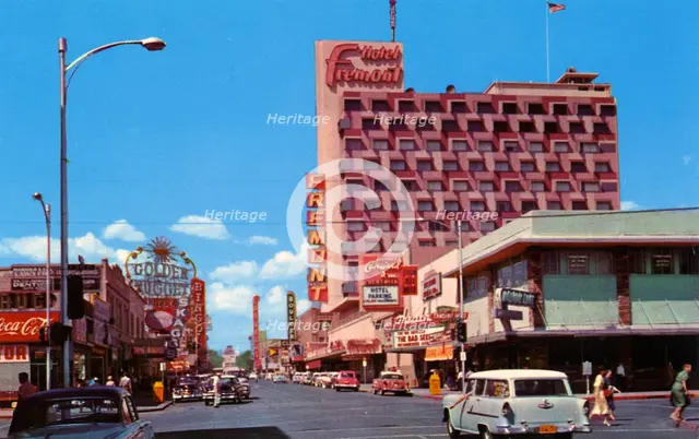 Fremont Street from Third Street, Las Vegas, Nevada, USA, 1956. Artist: Unknown