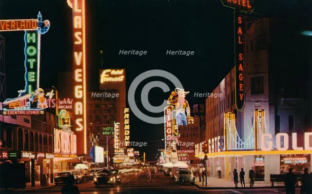 Fremont Street From Main Street, Las Vegas, Nevada, USA, 1956. Artist: Unknown