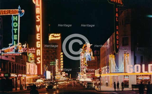 Fremont Street From Main Street, Las Vegas, Nevada, USA, 1956. Artist: Unknown