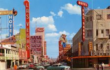 Fremont Street From Main Street, Las Vegas, Nevada, USA, 1956
