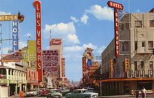 Fremont Street From Main Street, Las Vegas, Nevada, USA, 1956