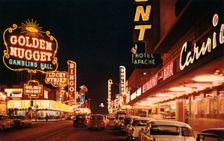 Fremont Street from Second Street, Las Vegas, Nevada, USA, 1956