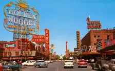 Fremont Street from Second Street, Las Vegas, Nevada, USA, 1956