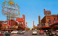 Fremont Street from Second Street, Las Vegas, Nevada, USA, 1956