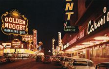 Fremont Street from Second Street, Las Vegas, Nevada, USA, 1956