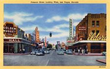Fremont Street Looking West, Las Vegas, Nevada postcard, 1946