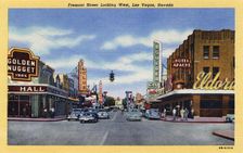Fremont Street Looking West, Las Vegas, Nevada postcard, 1946