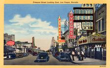 Fremont Street Looking East, Las Vegas, Nevada postcard, 1946