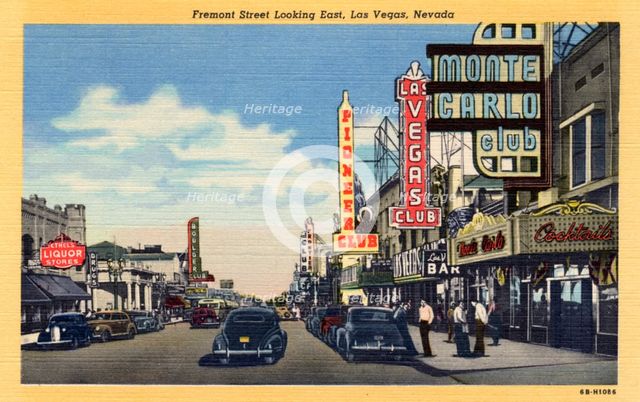 'Fremont Street Looking East, Las Vegas, Nevada', postcard, 1946. Artist: Unknown