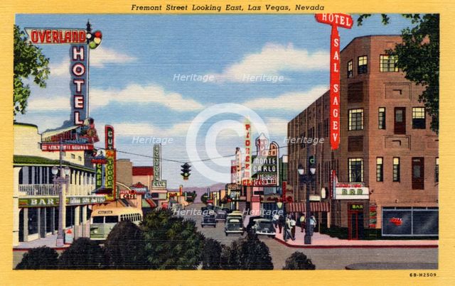 'Fremont Street looking East, Las Vegas, Nevada', postcard, 1946. Artist: Unknown