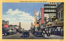 Fremont Street Looking East, Las Vegas, Nevada postcard, 1946