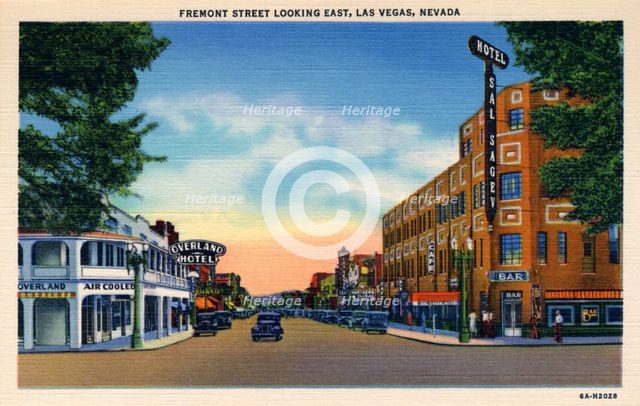 'Fremont Street Looking East, Las Vegas, Nevada', postcard, 1936. Artist: Unknown