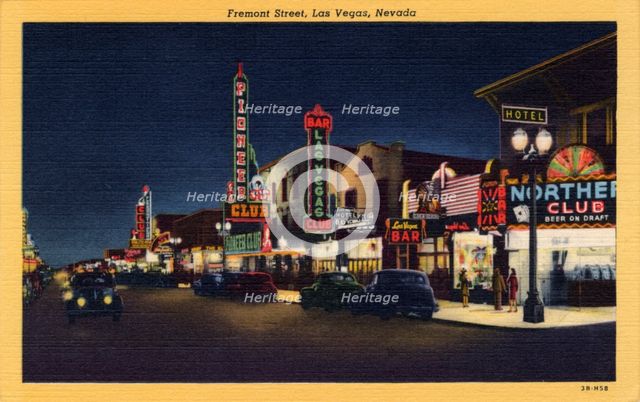 'Fremont Street, Las Vegas, Nevada', postcard, 1943. Artist: Unknown