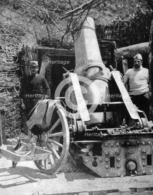 French 270 heavy artillery mortar, Artois, France, World War I,1915. Artist: Unknown