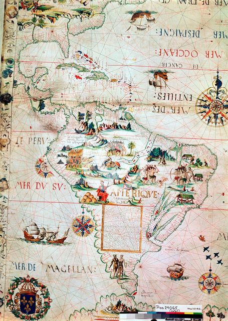 French Map of Central and South America, French, 1550. Artist: Unknown
