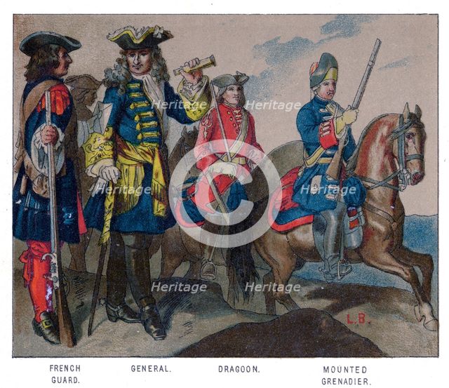 French military dress, 1704. Artist: Unknown