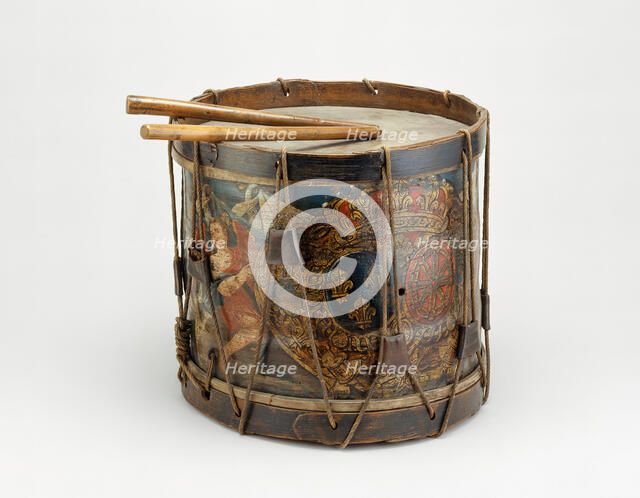 French Military Side Drum and Drumsticks, France, 1772. Creator: Unknown.