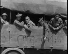 French Military Vehicles and Soldiers Crossing the Belgian Frontier To Take up Defensive..., 1940. Creator: British Pathe Ltd