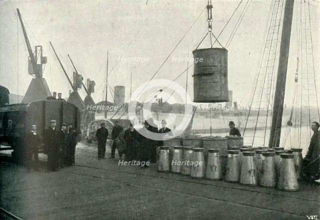'French Milk Being Landed at Southampton', 1902. Creator: Unknown.
