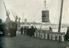 French Milk Being Landed at Southampton 1902. Creator: Unknown