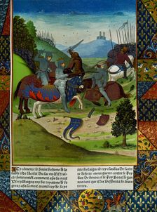 French miniature depicting a fight between medieval knights. Creator: Unknown