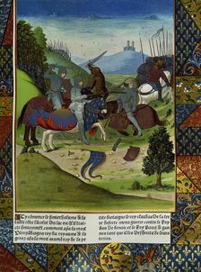 French miniature depicting a fight between medieval knights. Creator: Unknown