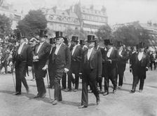French Ministers at Berteaux funeral. Caillaux, Cruppi, Perrier, Delcasse, 1911. Creator: Bain News Service